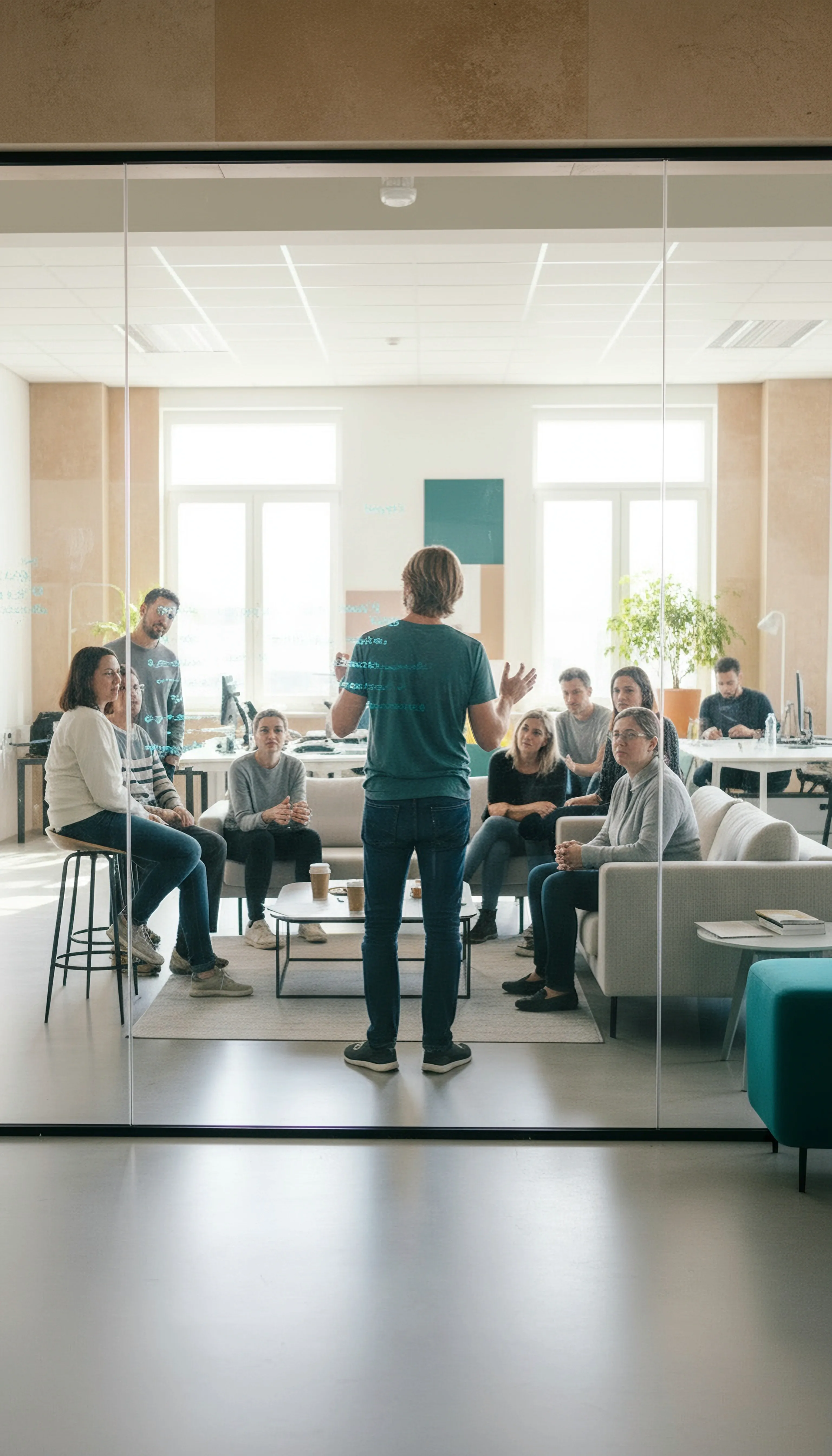 Presenter explaining AI to a group of people